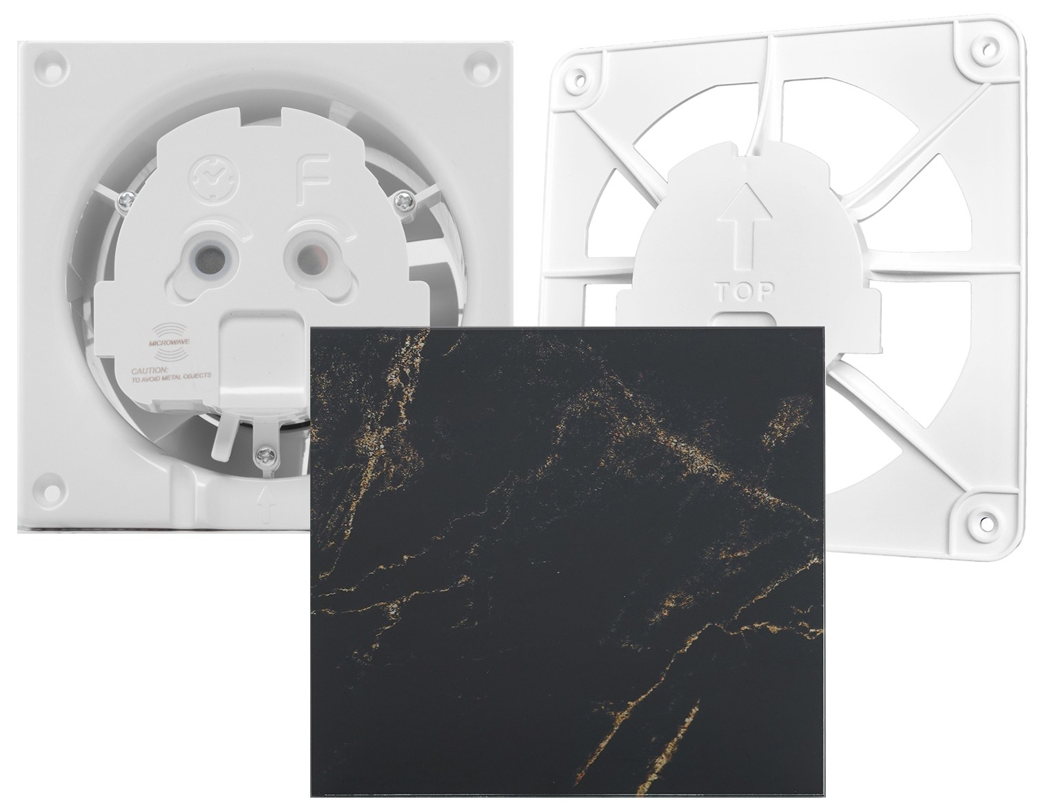 AirRoxy dRim 100 RMS BB (01-065) + 100/125 Grill (02-300) + dRim Glass чорно-золотистий мармур (01-186)