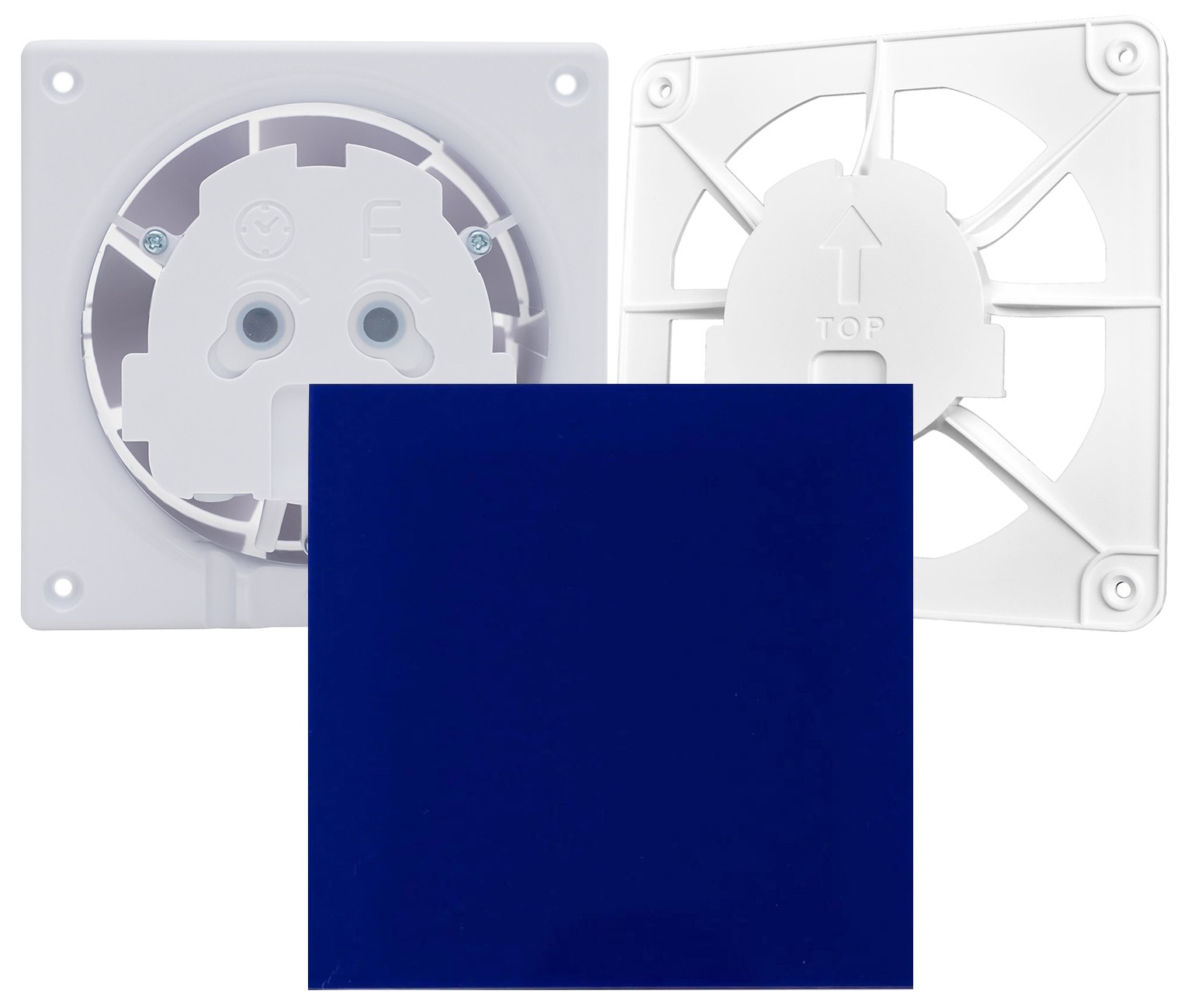 Вытяжной вентилятор AirRoxy dRim 125 S BB (01-066) + 100/125 Grill (02-300) + dRim Plexi голубой (01-166)