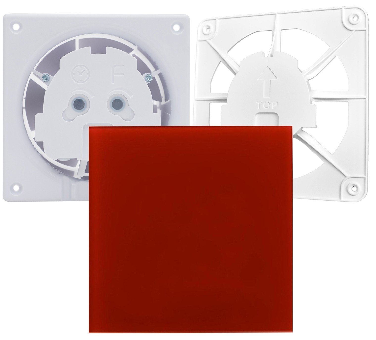 Вытяжной вентилятор AirRoxy dRim 125 S BB (01-066) + 100/125 Grill (02-300) + dRim Glass красный (01-173)