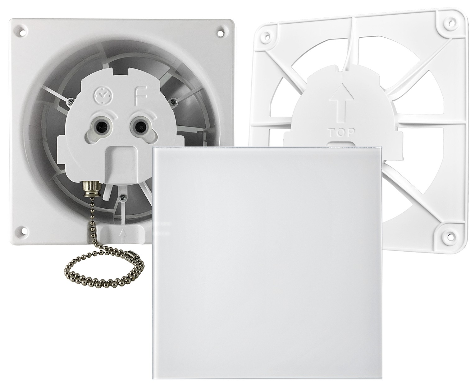 Витяжний вентилятор AirRoxy dRim 125 PS BB (01-067) + 100/125 Grill (02-300) + dRim Plexi білий матовий (01-161)
