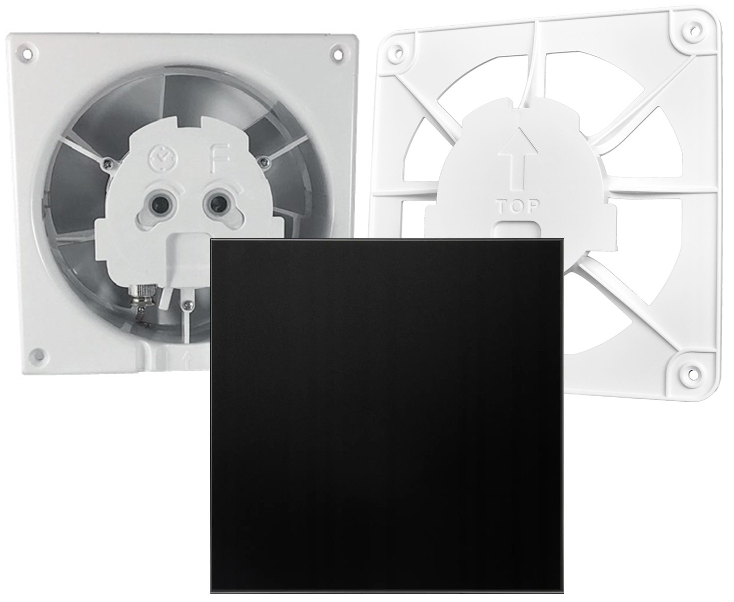 Вытяжной вентилятор AirRoxy dRim 125 DTS BB (01-069) + 100/125 Grill (02-300) + dRim Plexi чёрный (01-159)
