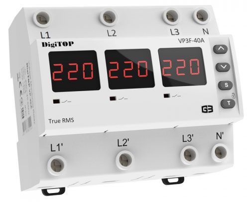 Характеристики реле напряжения DigiTOP VP-3F40А M6R