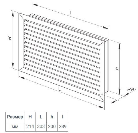 Вентс НГН 300х200 Габаритные размеры