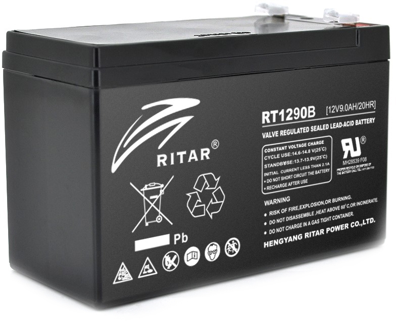 Ritar RT1290B, Black Case, 12V 9.0Ah