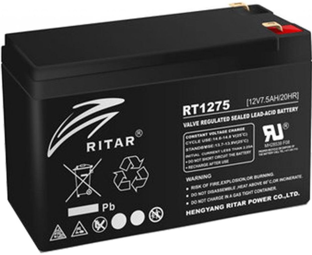 Акумуляторна батарея Ritar AGM RT1275B, Black Case, 12V 7.5Ah