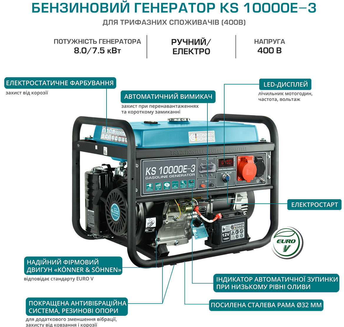 Генератор Konner&Sohnen KS 10000E-3 огляд - фото 8