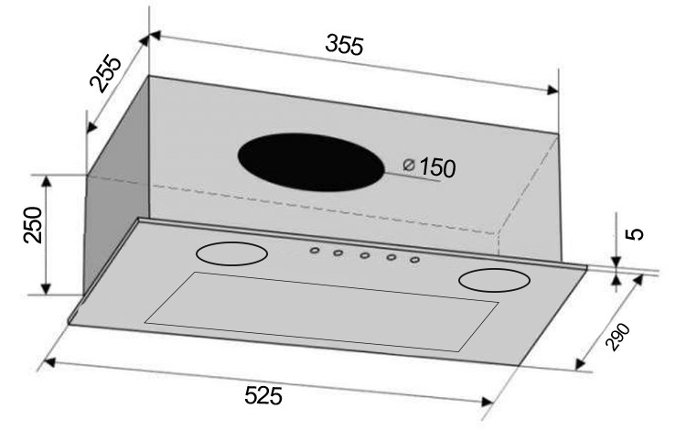 Ventolux BOX 60 BK (700) PB Габаритні розміри