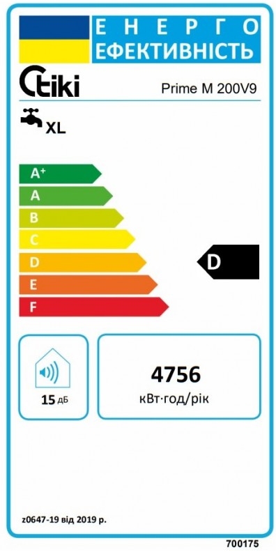 Tiki Prime M 200V9 (700175) Клас енергоефективності