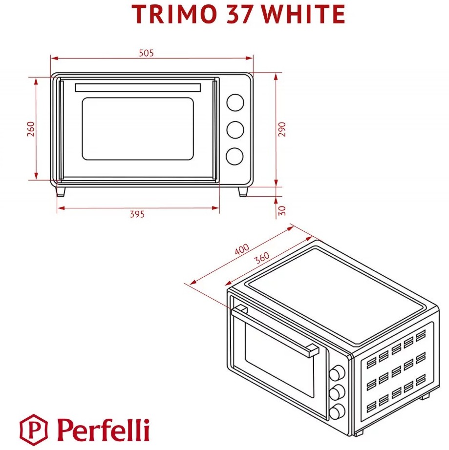 Perfelli Trimo 37 White Габаритні розміри