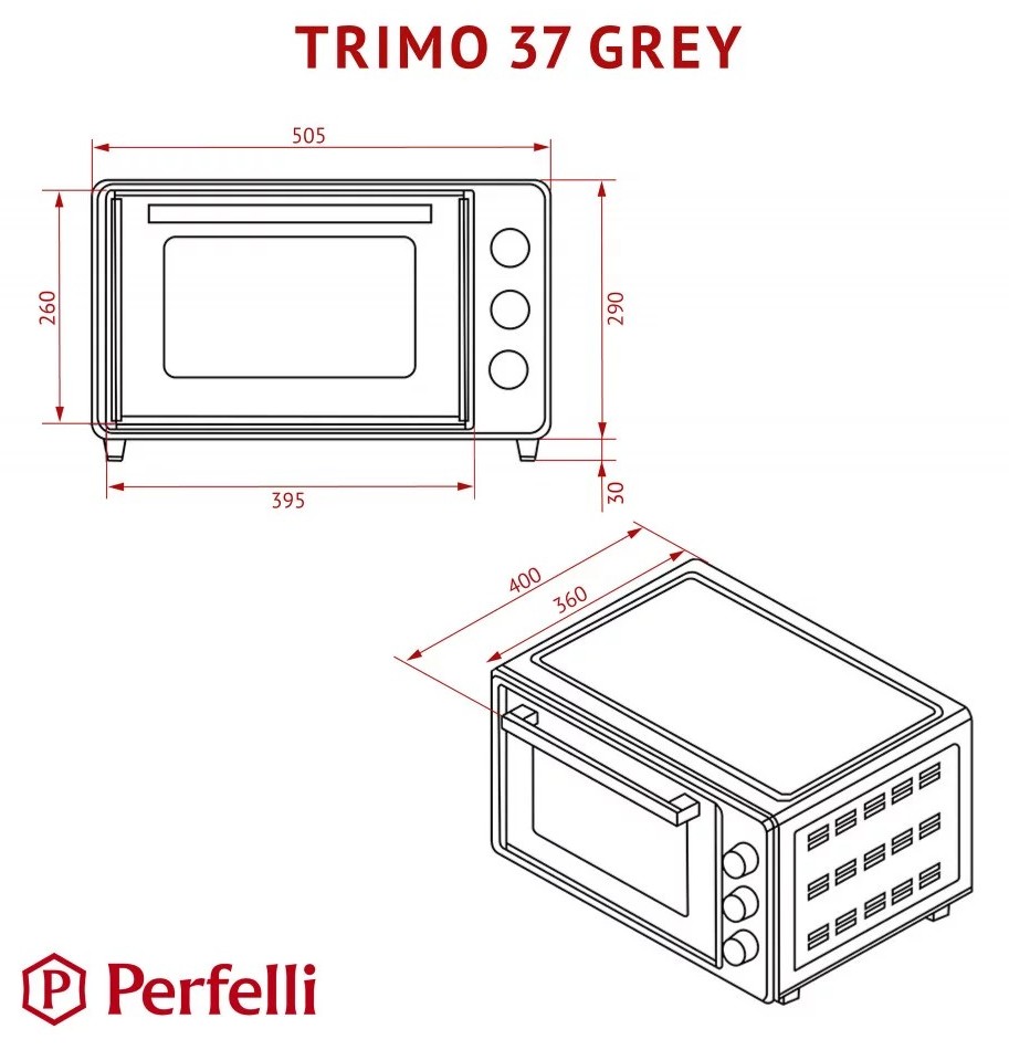 Perfelli Trimo 37 Grey Габаритные размеры