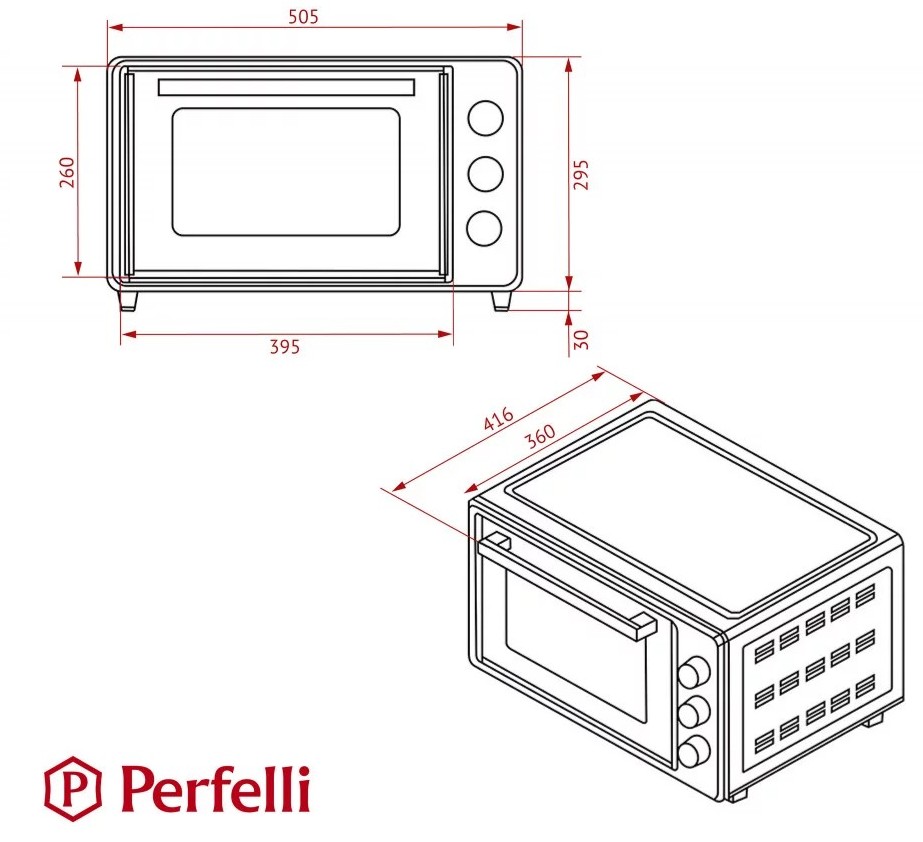 Perfelli Trimo 37 Black Габаритные размеры