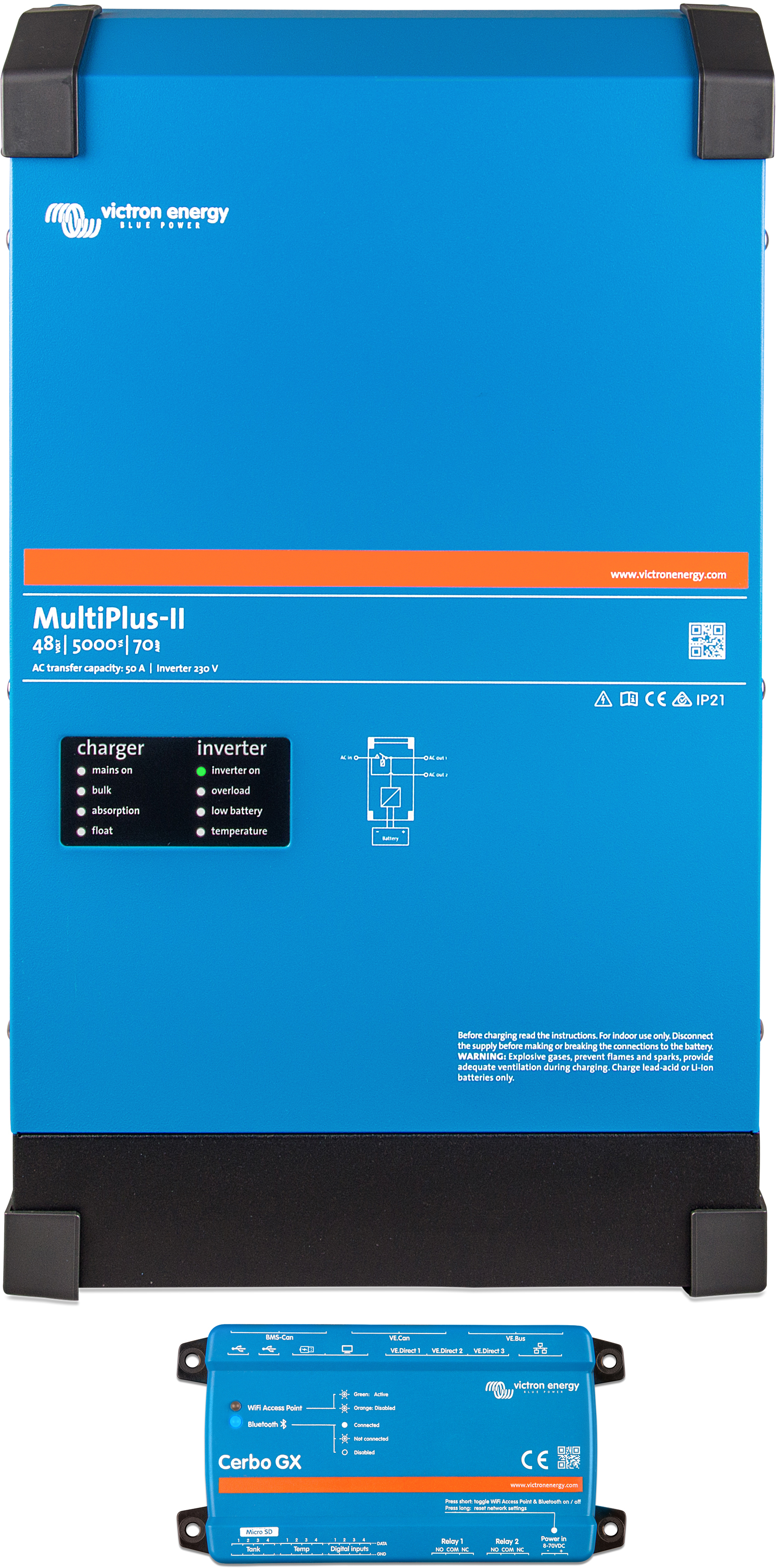 Инвертор гибридный с контроллером Victron Energy MultiPlus-II 48/8000/110-100 + Cerbo GX в интернет-магазине, главное фото