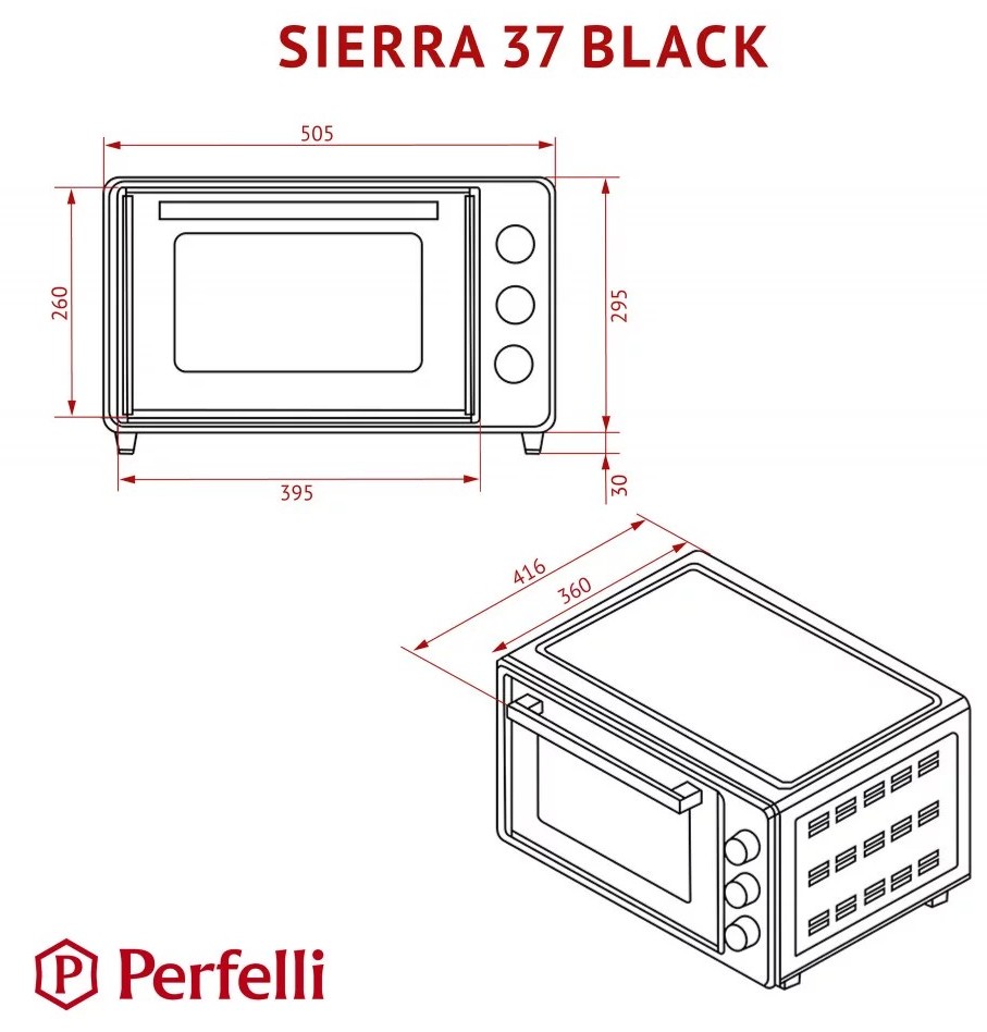 Perfelli Sierra 37 Black Габаритні розміри