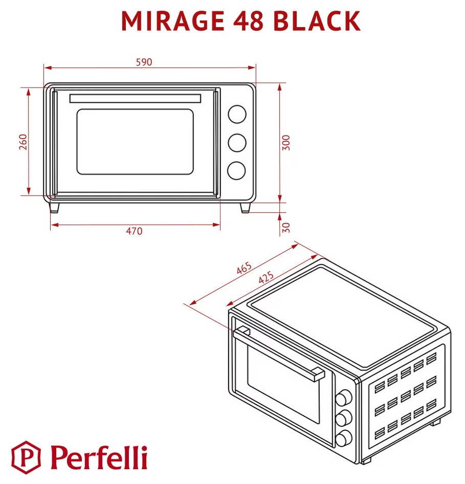 Perfelli Mirage 48 Black Габаритні розміри