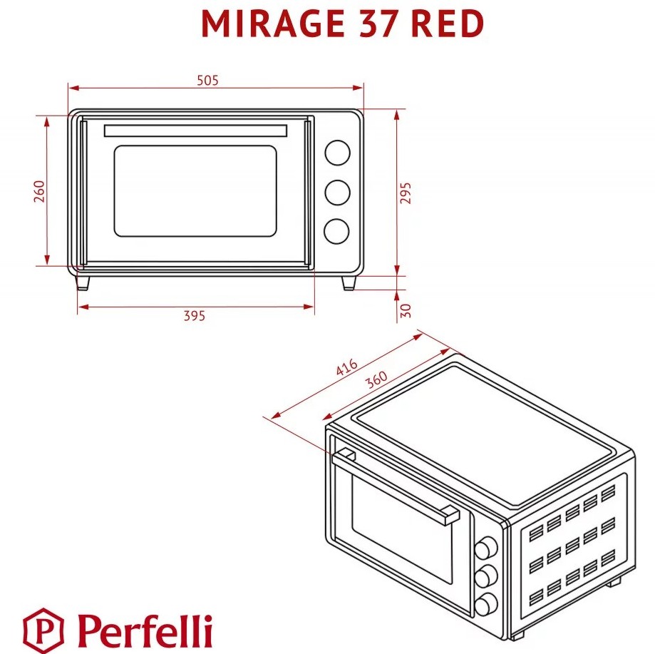 Perfelli Mirage 37 Red Габаритные размеры