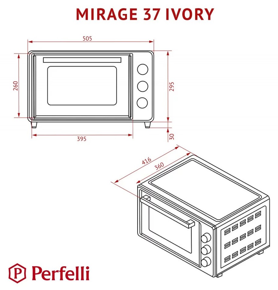 Perfelli Mirage 37 Ivory Габаритні розміри