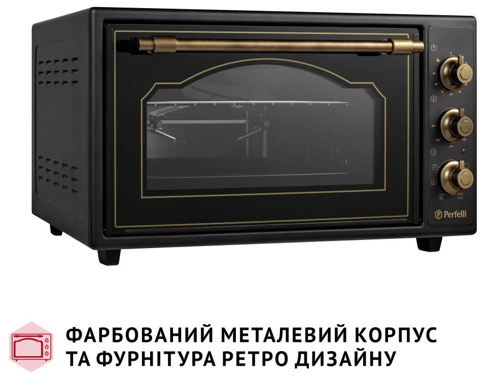 Електрична піч Perfelli Laggio 48 Black Retro ціна 5399 грн - фотографія 2