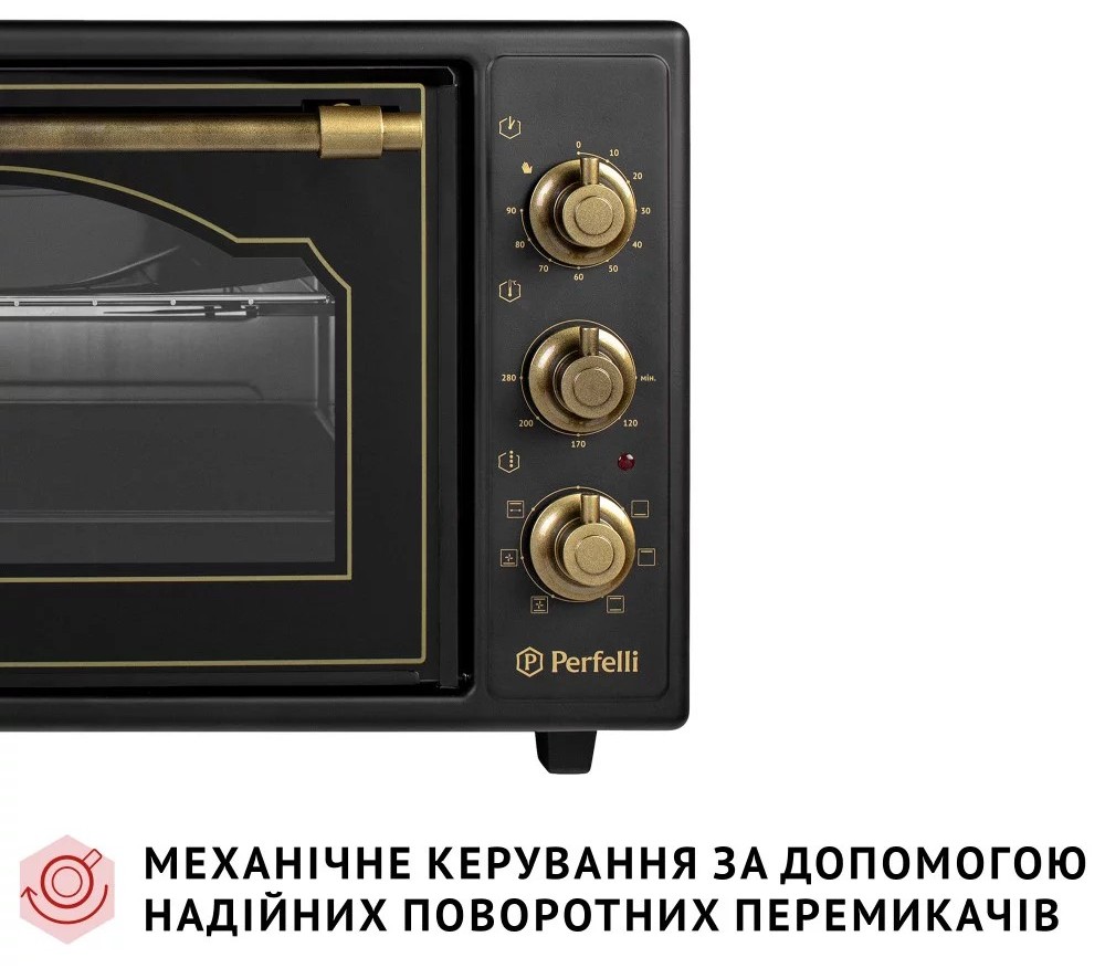 Електрична піч Perfelli Laggio 37 Black Retro зовнішній вигляд - фото 9