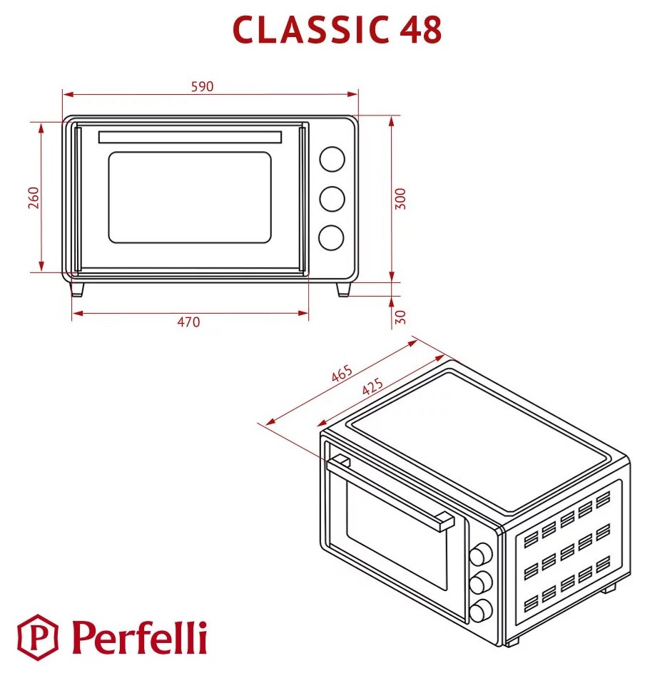 Perfelli Classic 48 Ivory Габаритные размеры