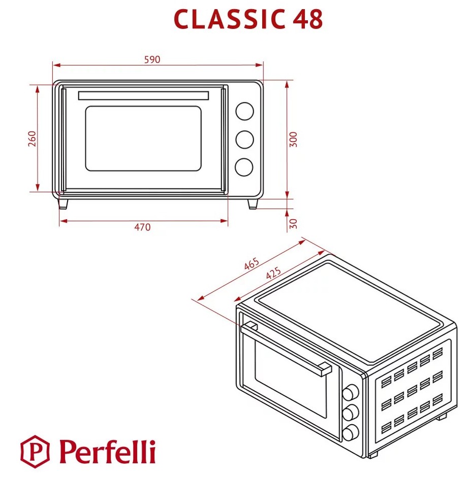 Perfelli Classic 48 Black Габаритні розміри