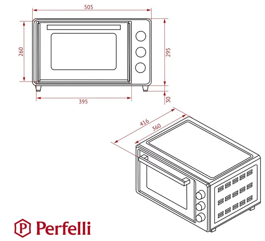 Perfelli Classic 37 White Габаритні розміри