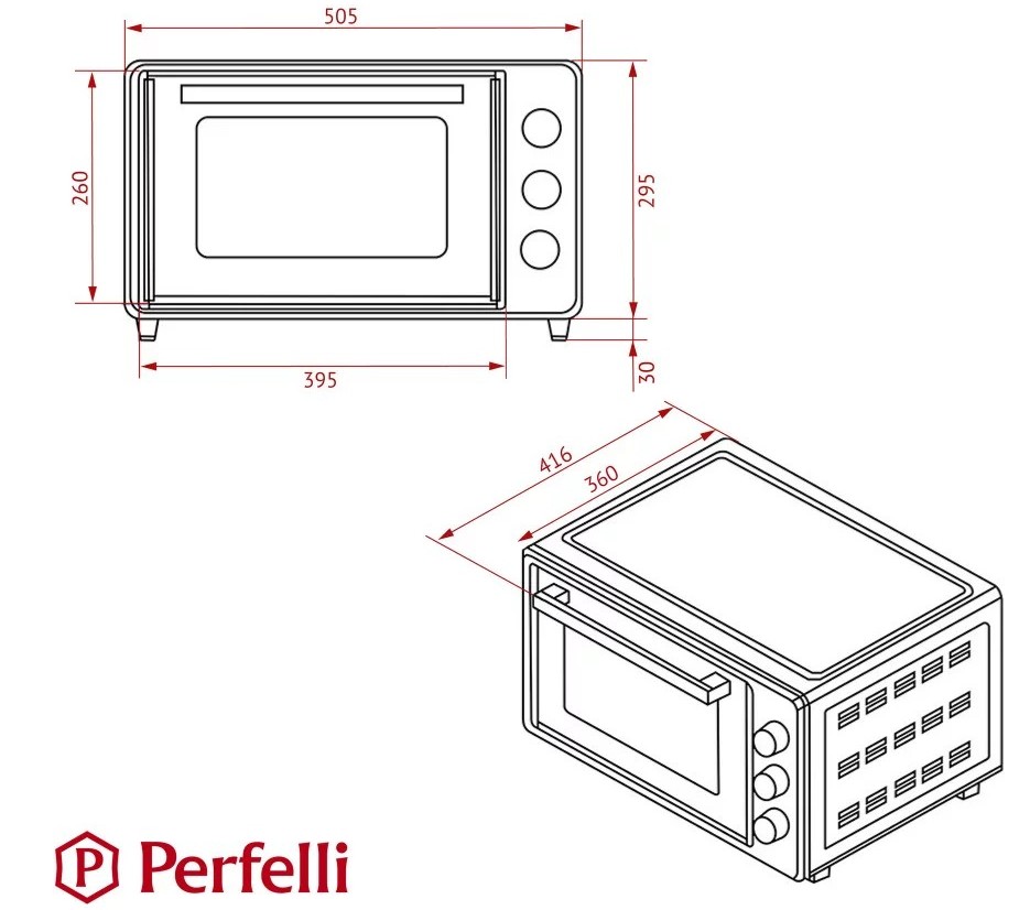 Perfelli Classic 37 Black Габаритні розміри