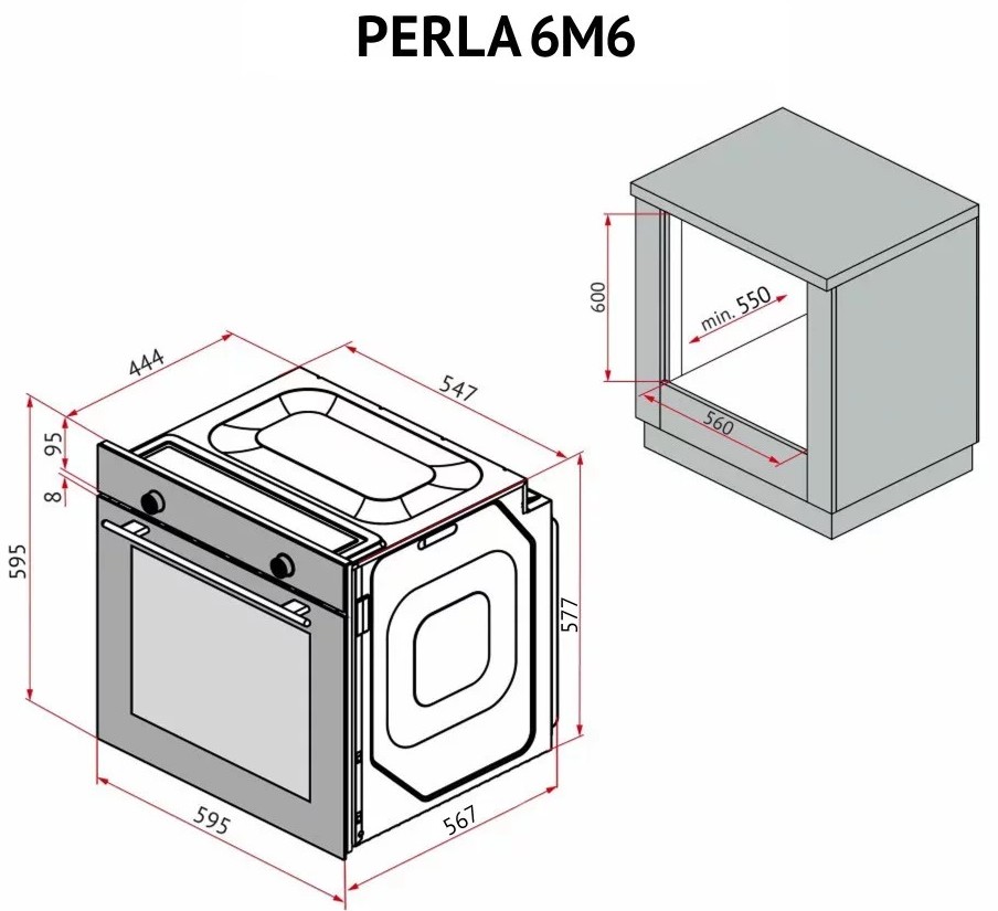 Perfelli Perla 6M6 Nero Габаритные размеры