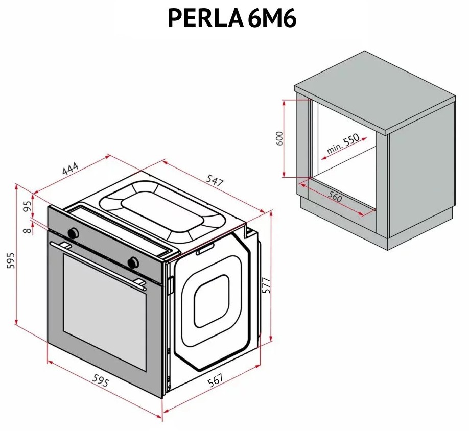 Perfelli Perla 6M6 Bianco Габаритні розміри