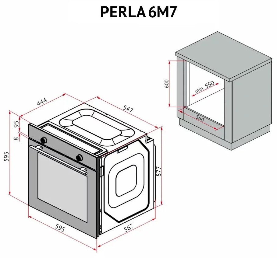 Perfelli Perla 6M7 Nero Габаритные размеры