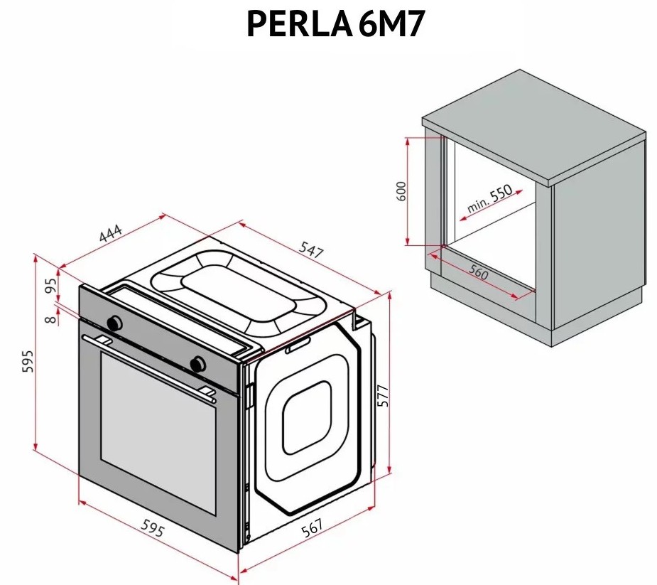 Perfelli Perla 6M7 Bianco Габаритные размеры