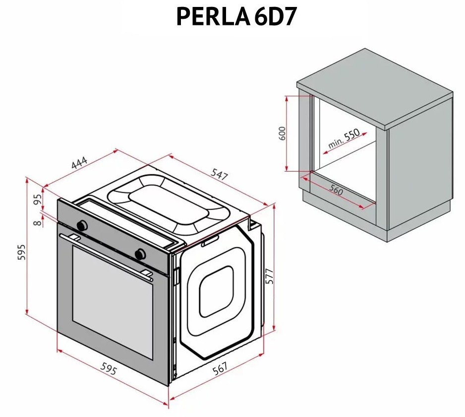 Perfelli Perla 6D7 Bianco Габаритні розміри