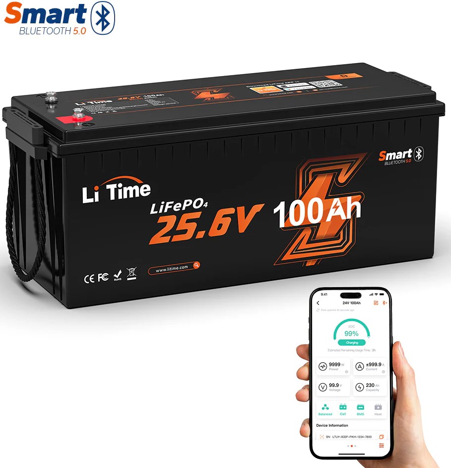 Акумулятор LiTime LiFePO4 24V 100Ah Bluetooth ціна 39200 грн - фотографія 2