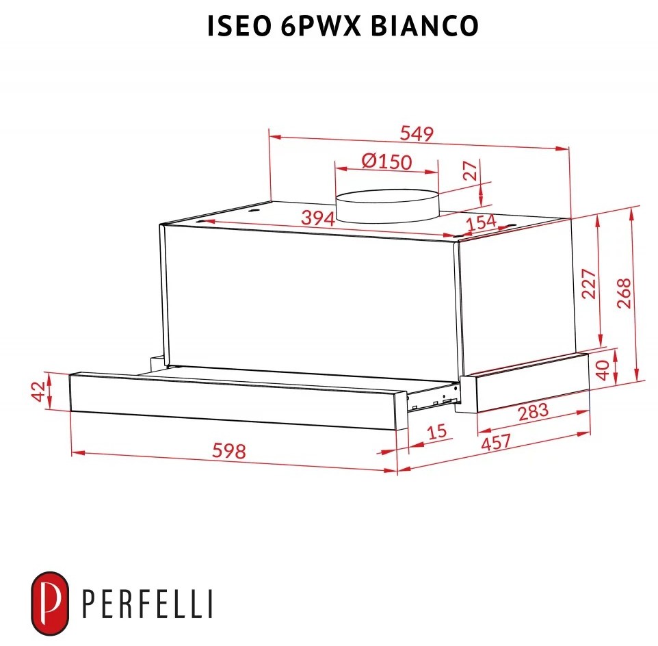 Perfelli Iseo 6PWX Bianco Габаритні розміри