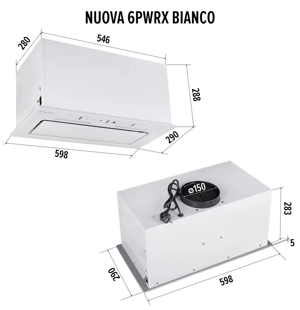 Perfelli Nuova 6PWRX Bianco Габаритные размеры