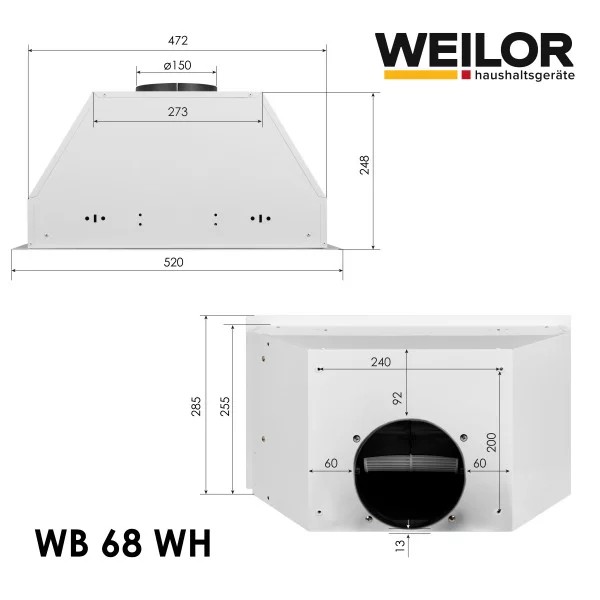 Weilor WB 68 WH Габаритні розміри