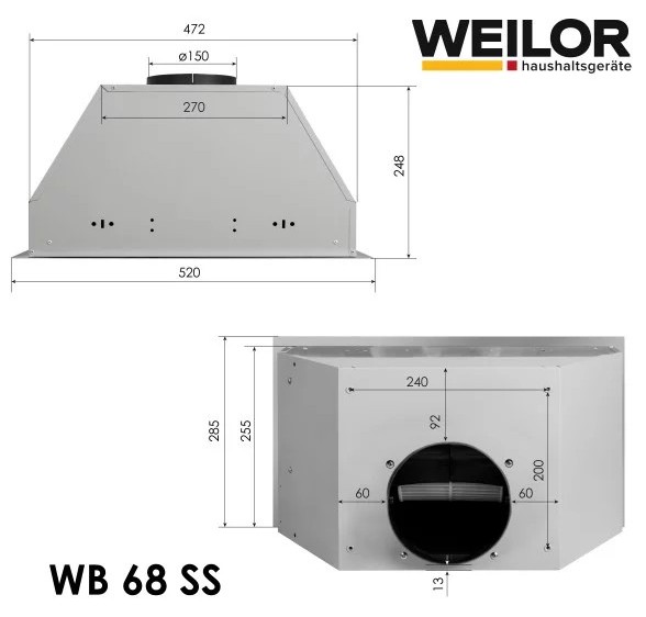 Weilor WB 68 SS Габаритні розміри