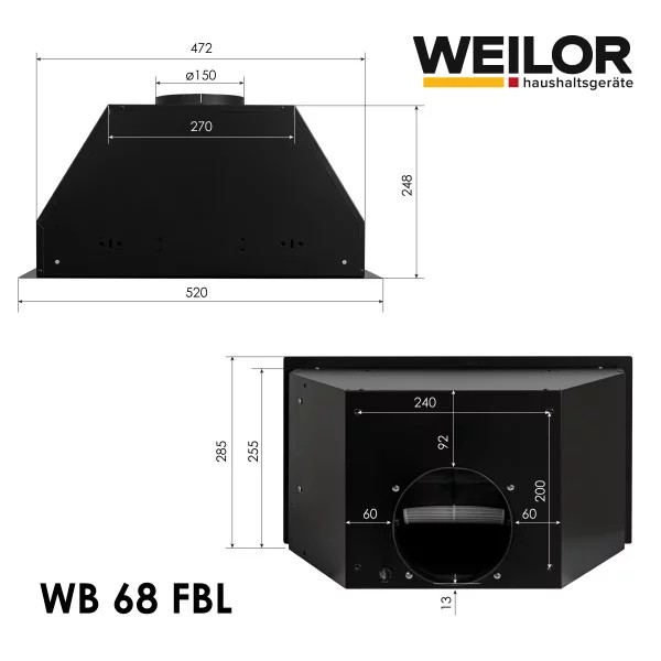 Weilor WB 68 FBL Габаритные размеры