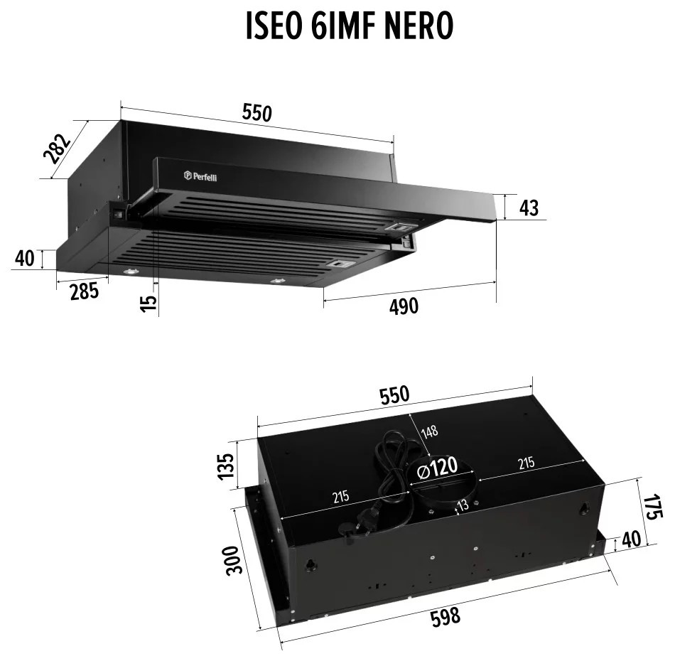 Perfelli Iseo 6IMF Nero Габаритные размеры