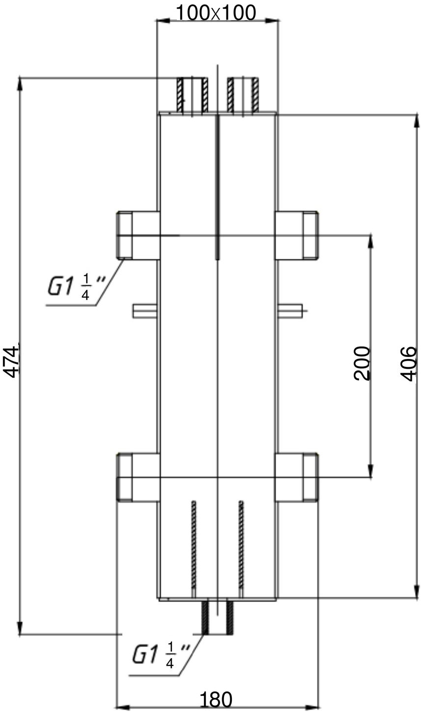 Termojet ГС-26 1 1/4" в теплоізоляції (84040026) Габаритні розміри
