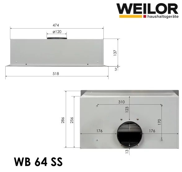 Weilor WB 64 SS Габаритные размеры