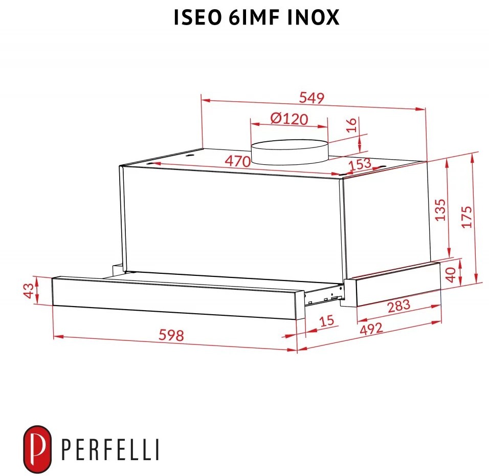 Perfelli Iseo 6IMF Inox Габаритные размеры