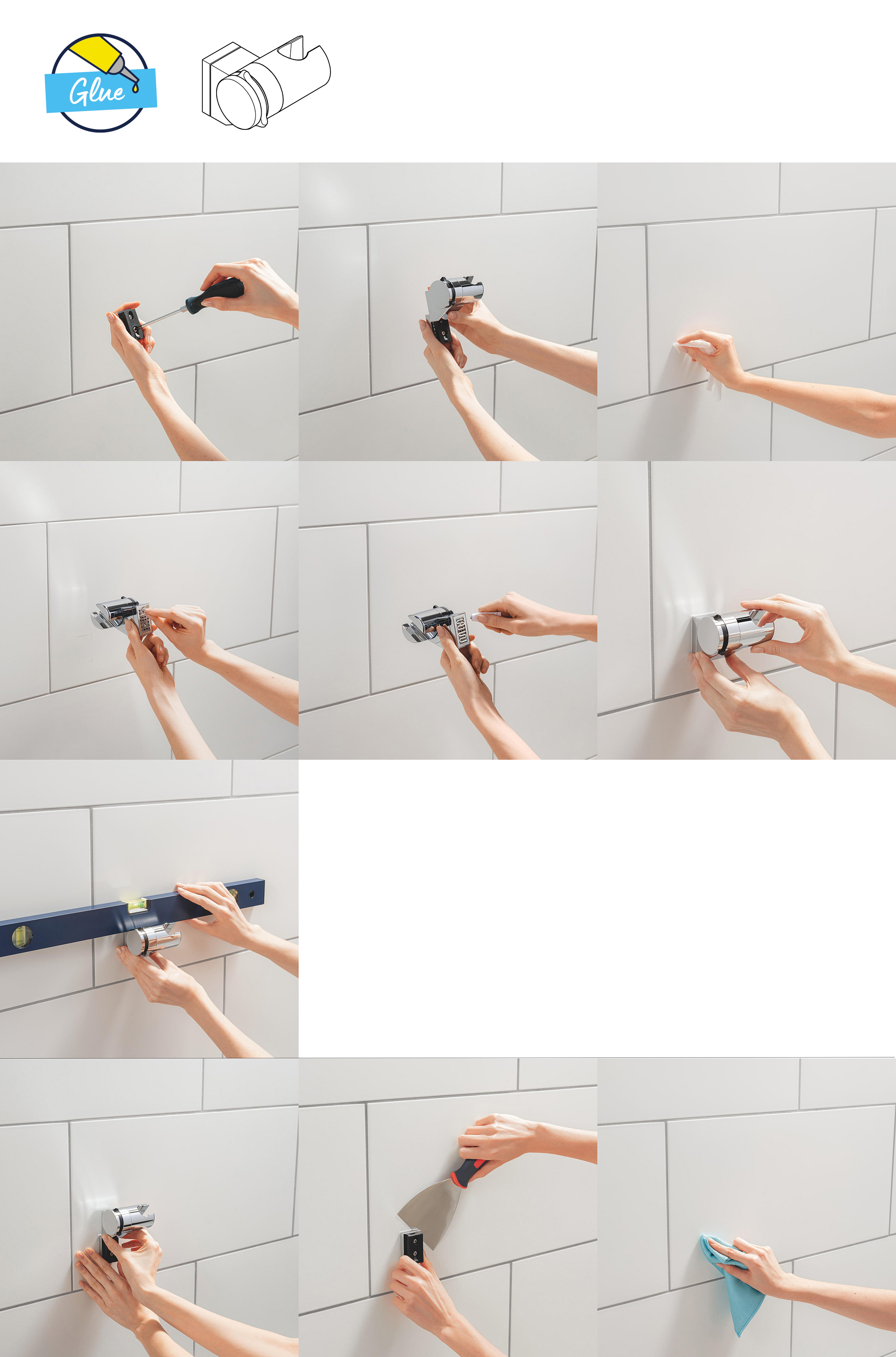 Держатель настенный для ручного душа Grohe QuickFix Vitalio Universal 261832431 обзор - фото 8