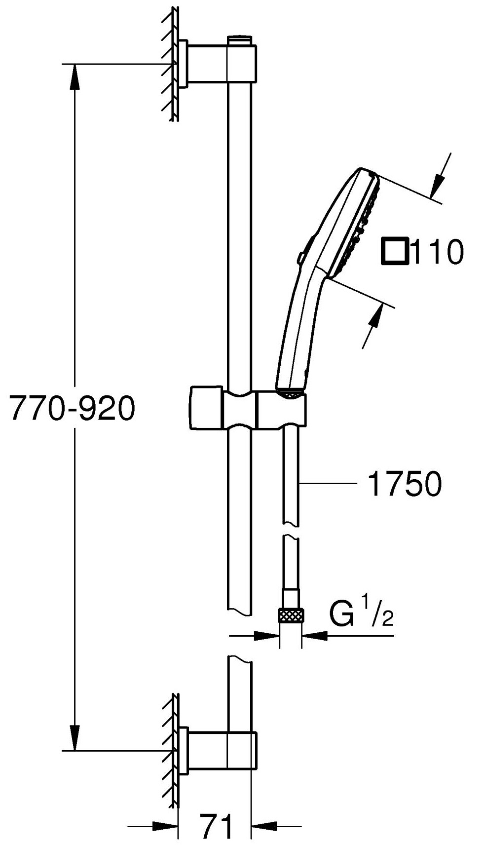 Grohe Quickfix Vitalio Comfort 110 269302431 Габаритні розміри