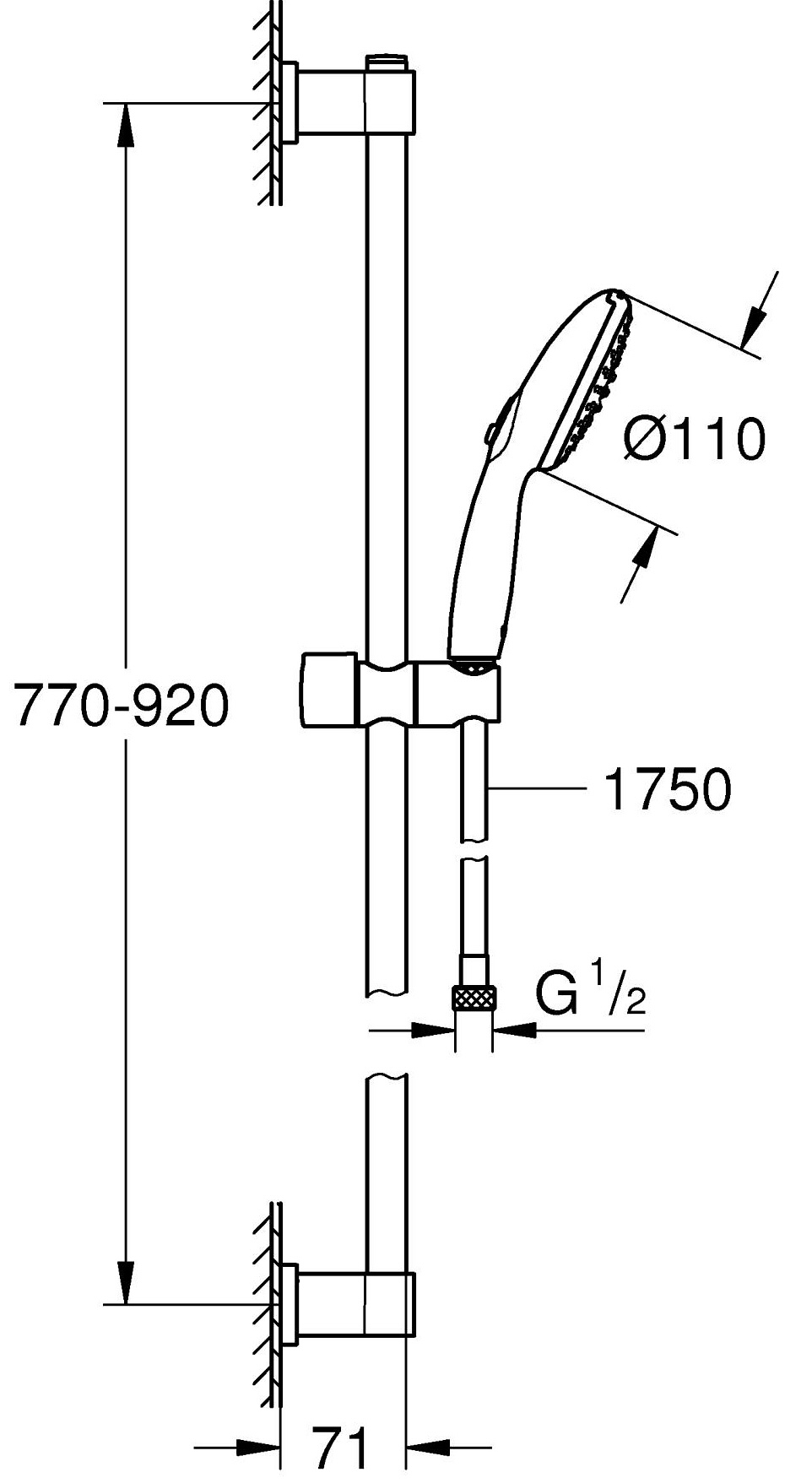 Grohe QuickFix Vitalio Start 110 269542431 Габаритні розміри