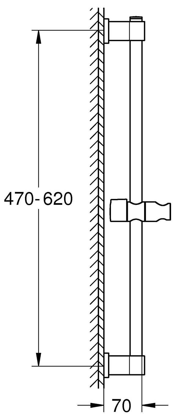 Grohe QuickFix Vitalio Universal 277242431 Габаритні розміри