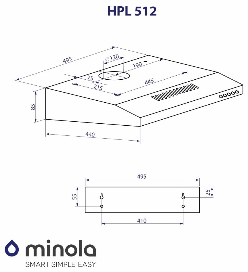 Minola HPL 512 IV Габаритні розміри