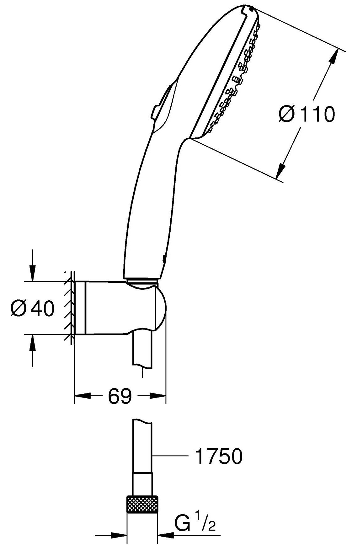 Grohe QuickFix Vitalio Start 110 279502431 Габаритные размеры