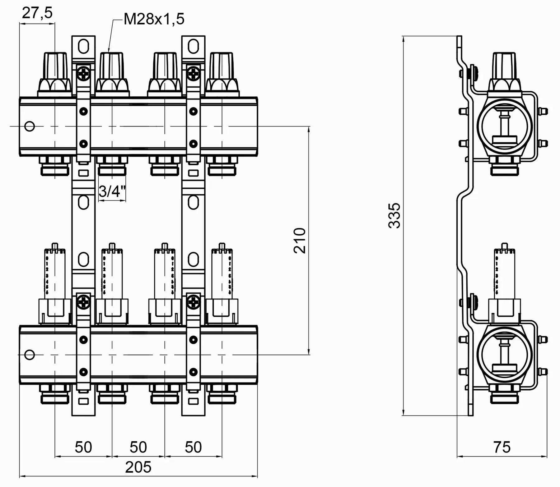 Icma № К073 3/4"x4 (87K073PJ32) Габаритные размеры