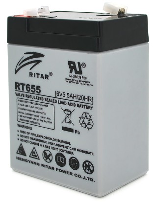 Аккумулятор Ritar RT655 AGM 6V 5.5Ah, Q20 Black