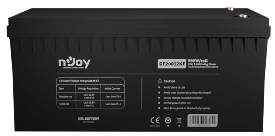 Акумулятор Njoy GE20012KF Gel 12V 200AH (BTVGCBHOEIEKFCW01B) в інтернет-магазині, головне фото